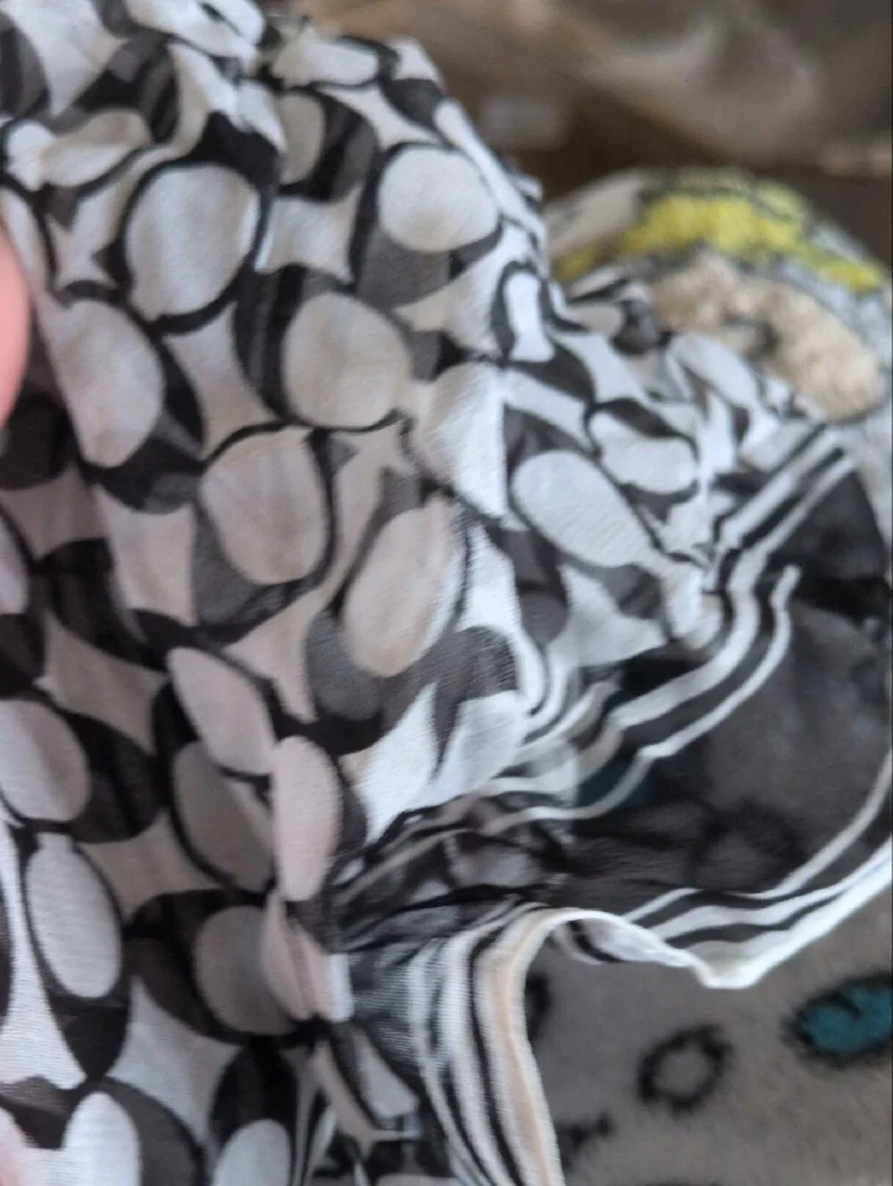Coach Black and White Circular Print Lightweight Scarf